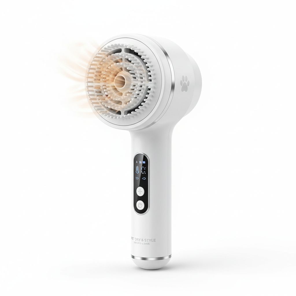 Pet Hair Dryer Comb product photo white background