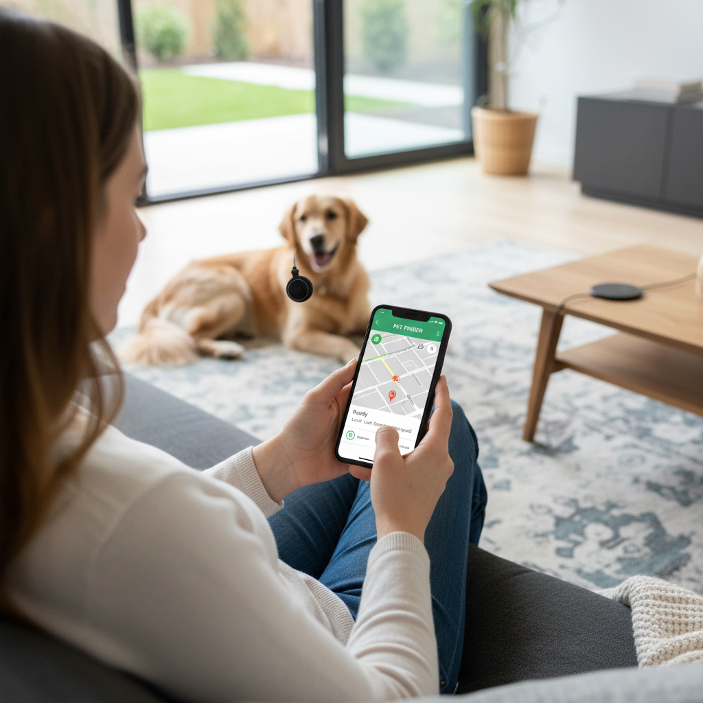 Owner tracking pet location on smartphone app