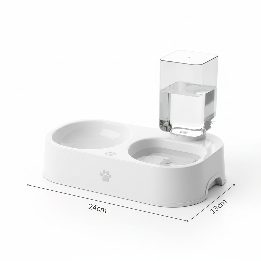 Double Bowl Automatic Drinking Bowl white product photo