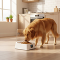 Golden Retriever eating from Pet Automatic Feeder
