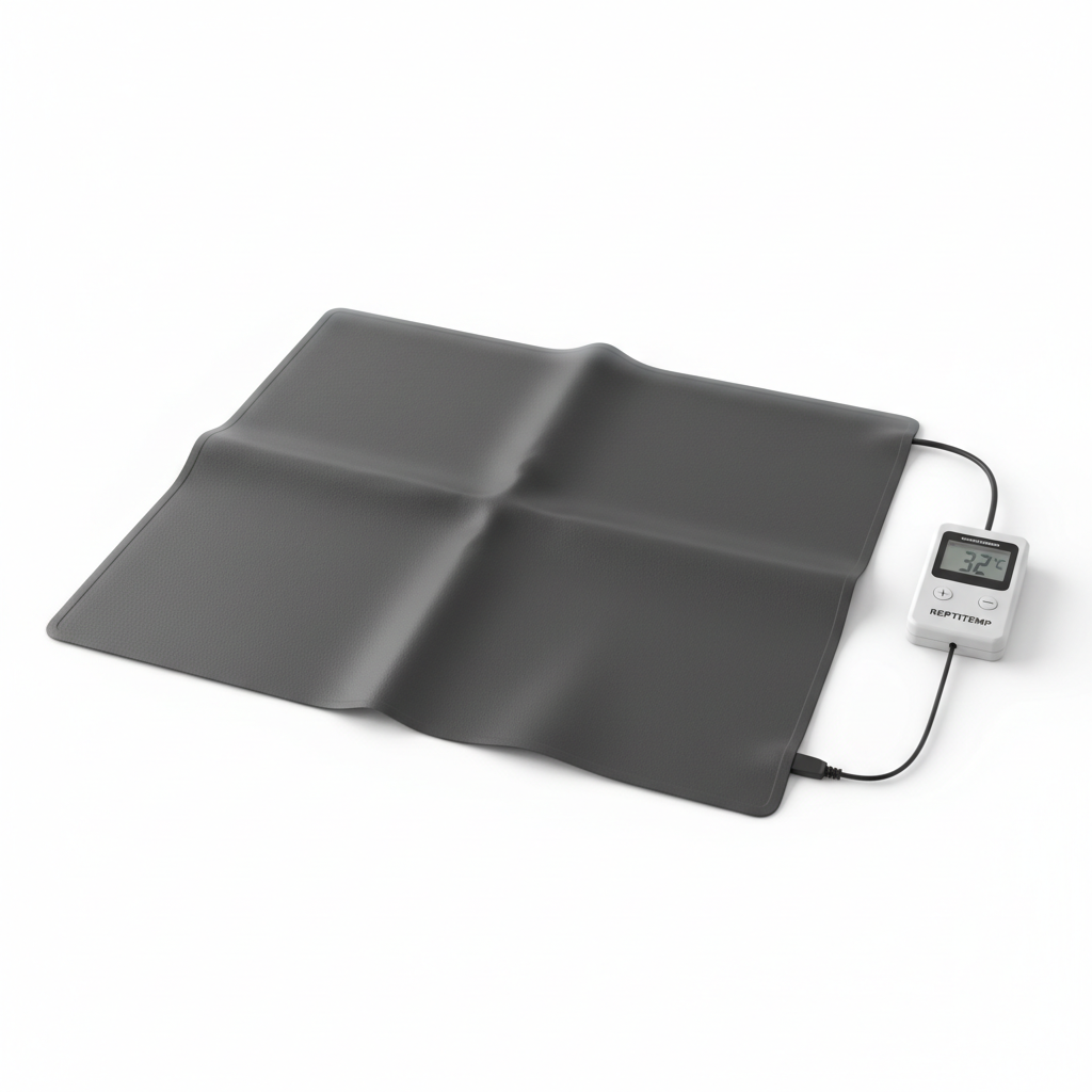 Reptile heating pad with adjustable thermostat switch for pet bed warming
