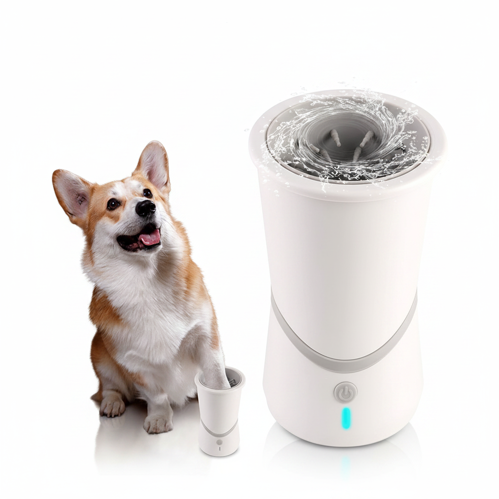 Corgi dog with Pet Electric Foot Washer