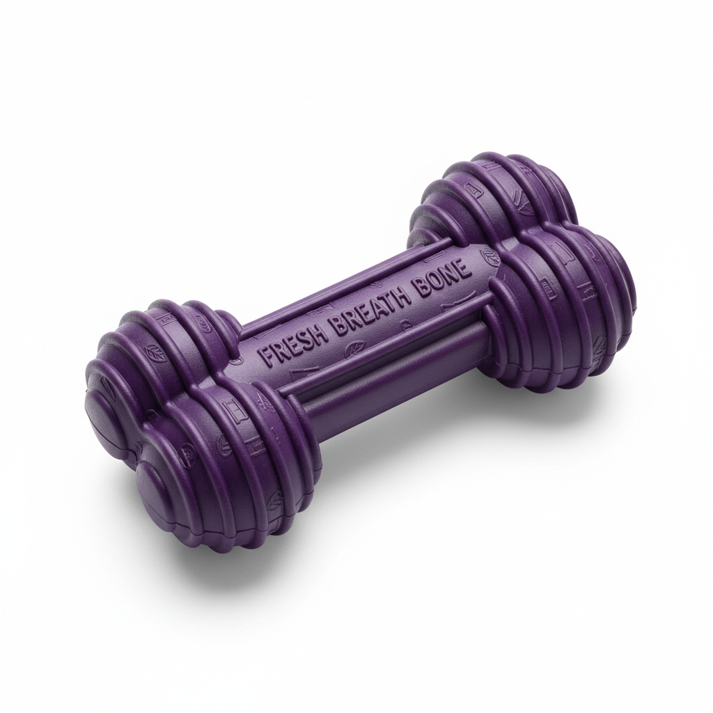 Purple bite-resistant pet dental chew toy for removing bad breath