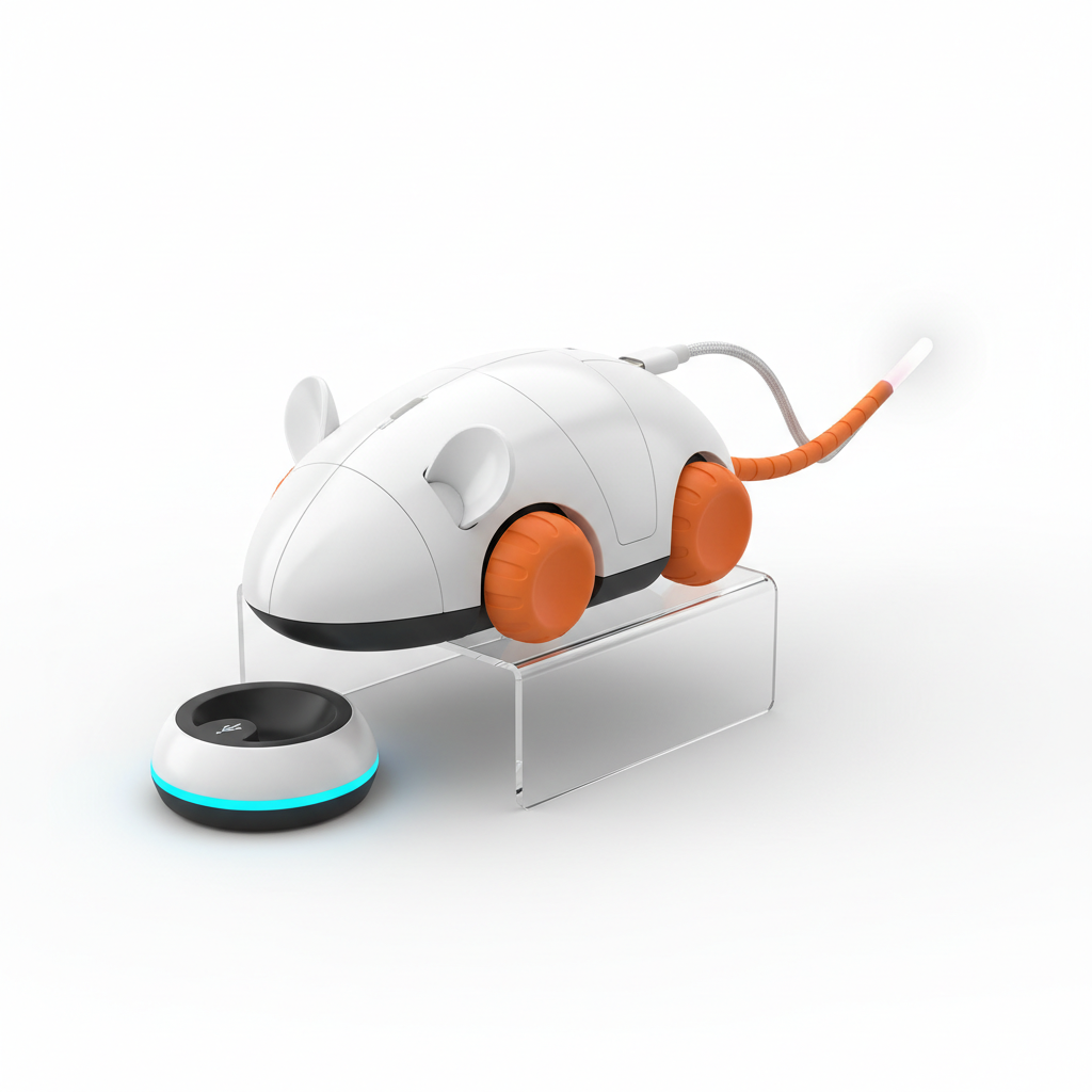 Electric mouse cat toy charging via USB cable